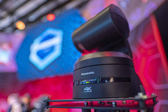 AW-UE160 camera on stage during presentation
