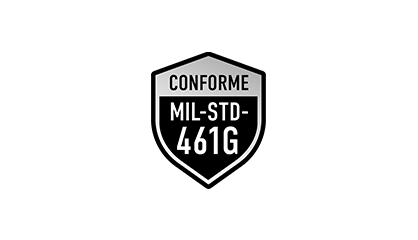 Logo sur lequel est écrit: conforme MIL-STD-461G