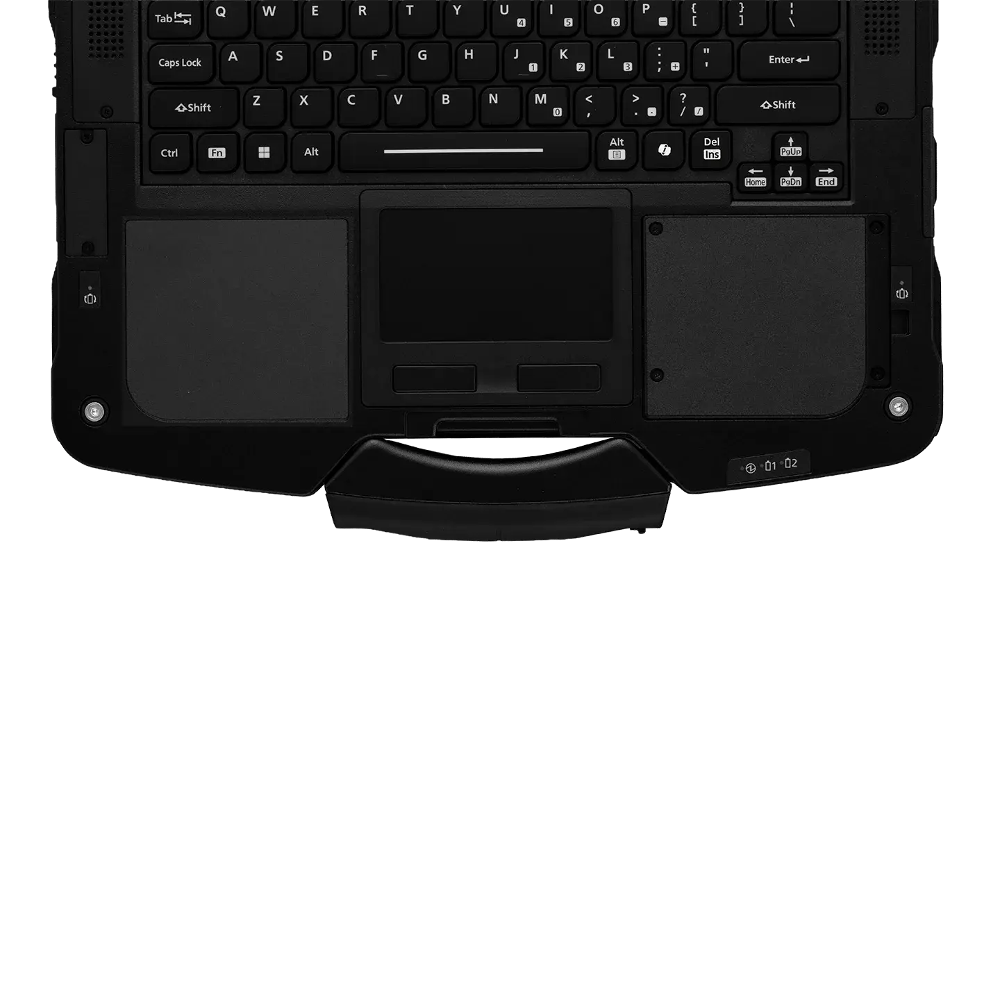 Vue aérienne d’un ordinateur portable TOUGHBOOK 40 montrant son clavier et pavé tactile