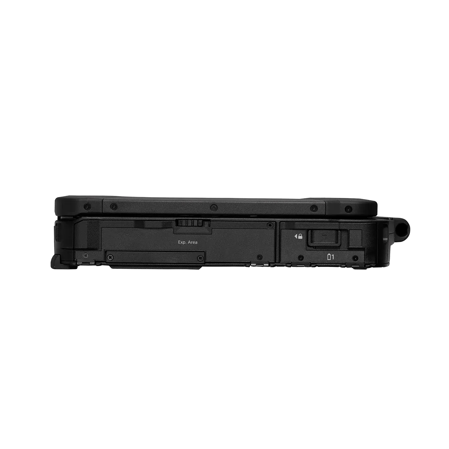 TOUGHBOOK 40 fermé montrant les ports latéraux gauche fermés.