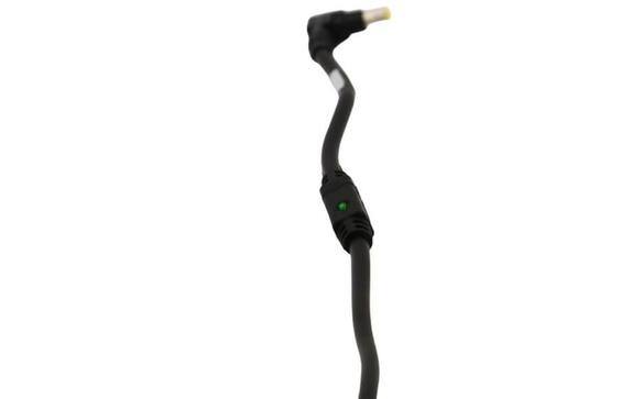 Adaptateur d'alimentation avec un câble d'entrée de fil nu et un indicateur LED.