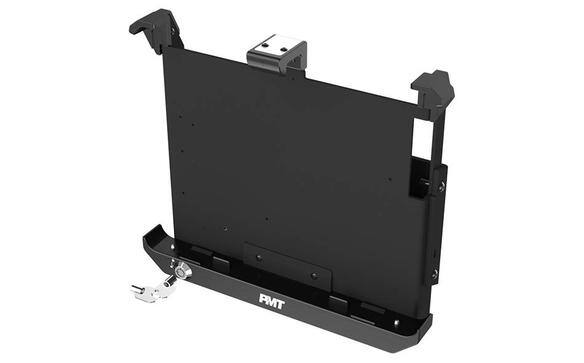 Black docking cradle for TOUGHBOOK 33 tablet with adjustable mounts.