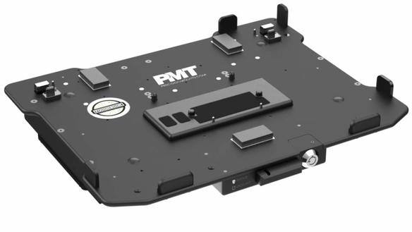 Black docking station for TOUGHBOOK 40 with multiple attachment points.