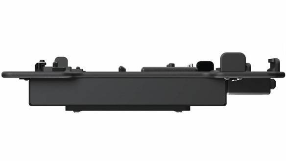 Black cradle for TOUGHBOOK 40, side view.