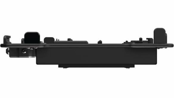 Black docking cradle for TOUGHBOOK 40, side view.
