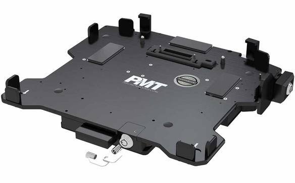 Berceau d'ordinateur portable noir avec mécanisme de verrouillage d'écran.