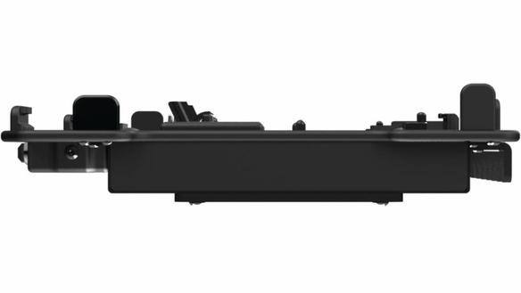 Black docking station for TOUGHBOOK 40 with multiple ports and attachments.