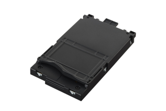 Black Panasonic 512GB SSD on a plain background.
