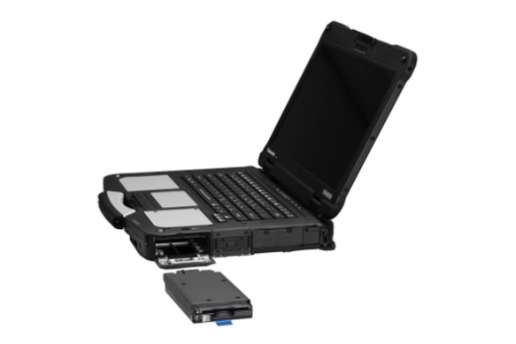 Rugged laptop with open smart card reader and removable card module.
