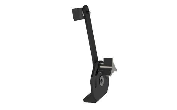 Black screen support arm for TOUGHBOOK 33 laptop docking station.