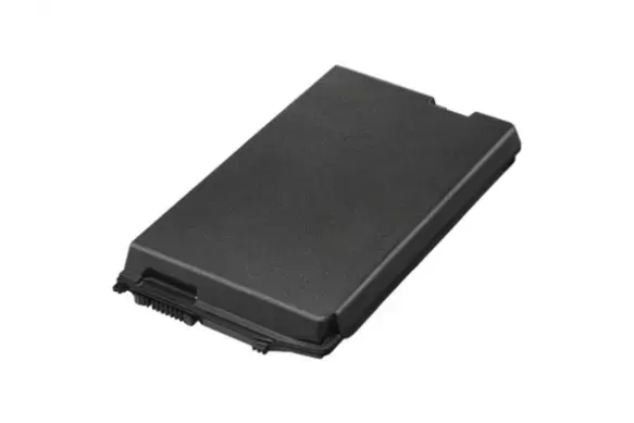 Black rectangular electronic battery with connector pins on one side.