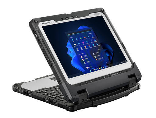 Toughbook 33 set to presentation mode by flipping tablet around with keyboard as stand