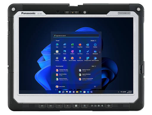 Toughbook tablet with windows start on screen