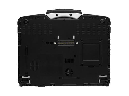 Toughbook 40 folded into suitcase and showcasing the bottom profile