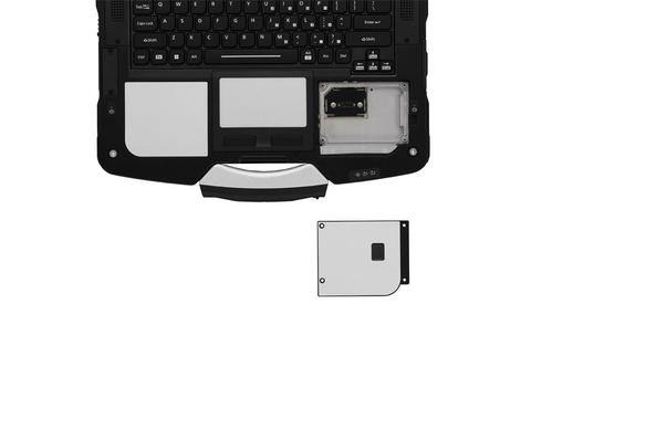 Toughbook 40 opened and showcasing keyboard overhead with right panel removed