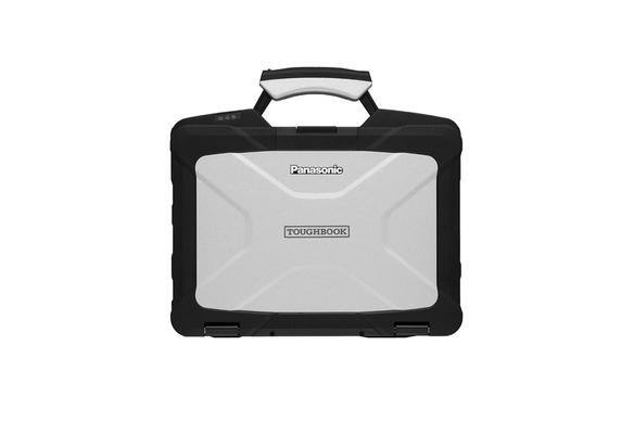 Toughbook 40 laptop closed and shaped like suitcase with handle