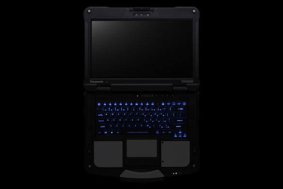 Toughbook 40 in blacked out room to showcase backlit keyboard in dark rooms