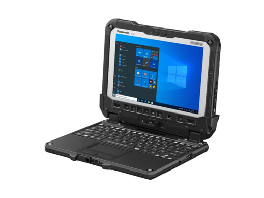 Toughbook G2 tablet with keyboard leaned toward the right