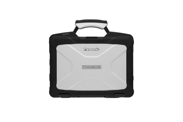 Toughbook 40 laptop closed and shaped like suitcase with handle