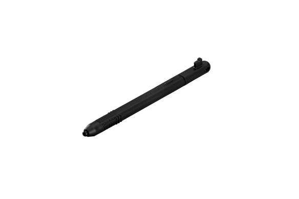 Black Panasonic passive stylus pen on a white background.