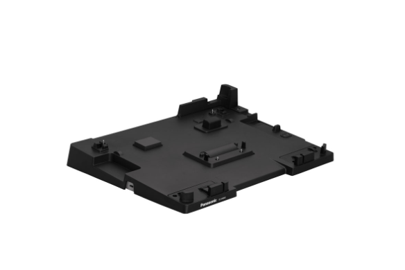 Black Panasonic desktop dock with multiple docking stations.