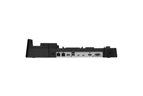 Black Panasonic desktop dock with multiple ports on the side.