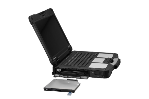 Rugged laptop with smart card reader and removable card.