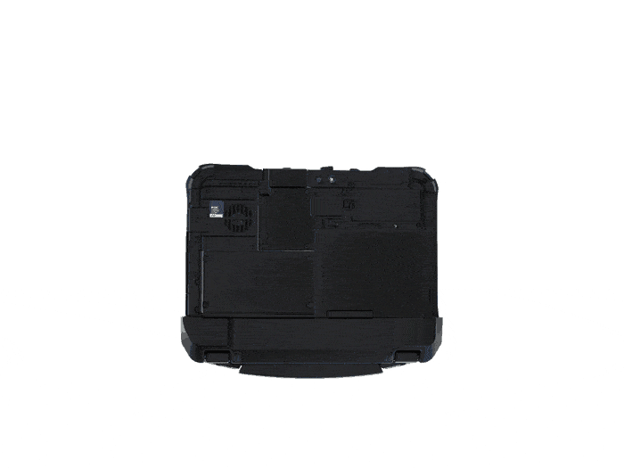 Animation showing the two expansion areas and quick-release SSD of the TOUGHBOOK G3 fully rugged tablet
