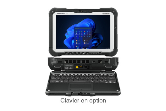 Bloc-notes TOUCHBOOK G2 avec écran détaché du clavier et la mention : Clavier en option, écrit en-dessous de l’image